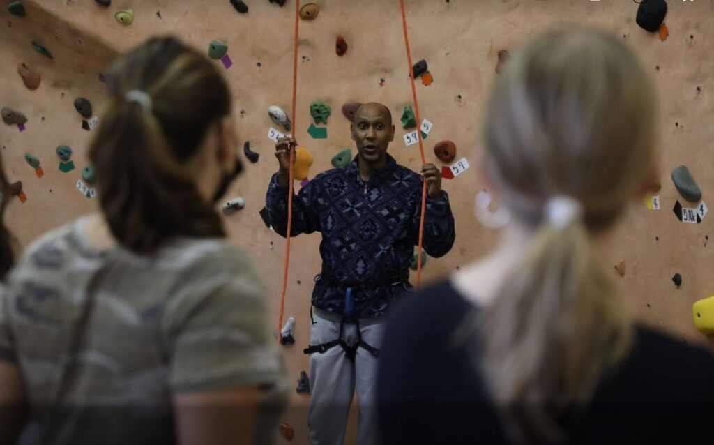 Daniel Tesfai teaching a BME class in Spring 2023.photo courtesy of Vidigami